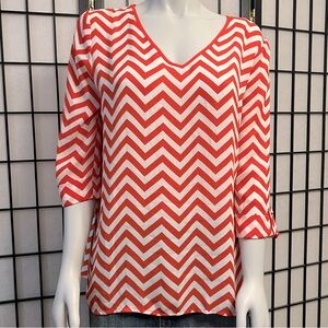 Kiara V-Neck Chevron Pattern Blouse